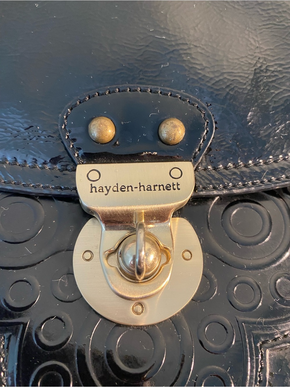 Hayden-Harnett Black Patent Leather Top-Handle Satchel - Picture 12 of 12